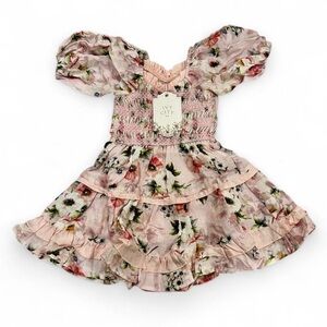 NWT Ivy City Co Mini Roselyn Pink Dress SIZE 12-18 mo Puff sleeve Cotton Linen
